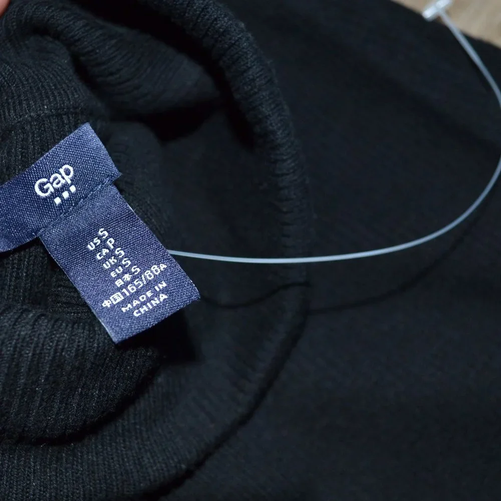 NWOT Gap Turtleneck Black Longline Ribbed Sweater Size Small